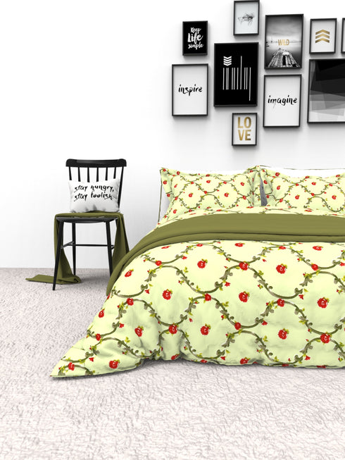 The White Moss Denmark Double bed 100% cotton bedsheet with 2 pillow covers